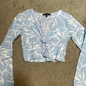 Blue tropical crop top